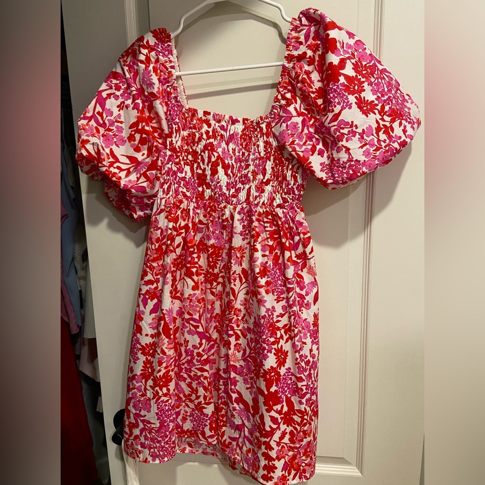 Sugar Lips puff sleeve floral mini dress NWT